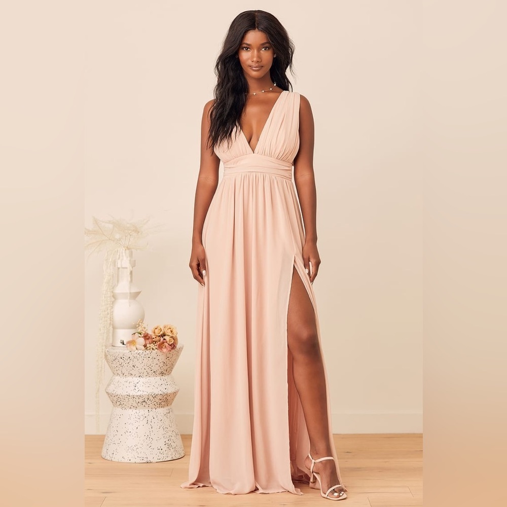 Lulus Heavenly Hues Blush Maxi Dress Gown - Picture 3 of 13